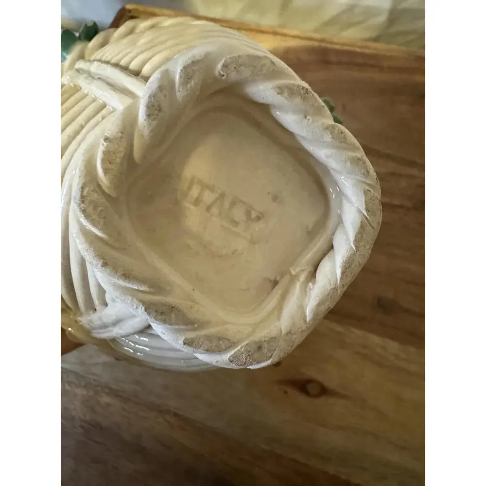 Vintage Italian Reticulated Porcelain Basket Italy Lattice Trinket‎ Dish